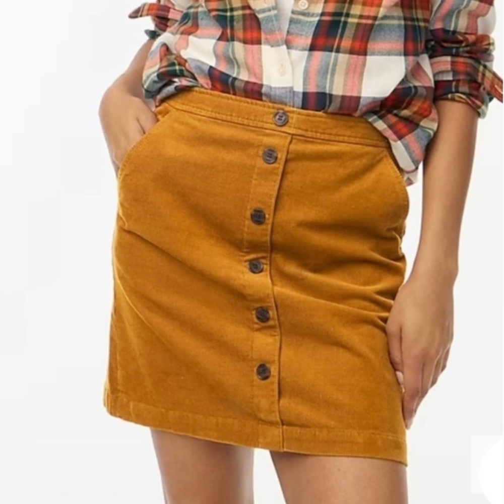NWT Women’s J. Crew Brown Corduroy Button Front Mini Skirt Size 0